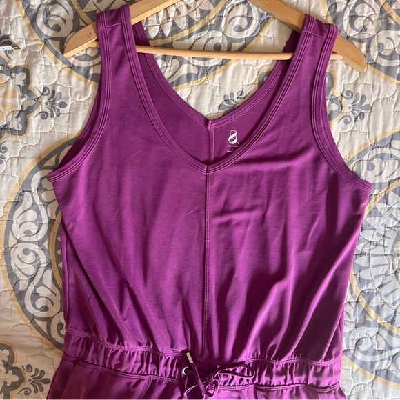 Lou & Grey Sandwashed Pink Tapered Jumpsuit, Lounge Romper, Tied Waist, Size L - Picture 8 of 11